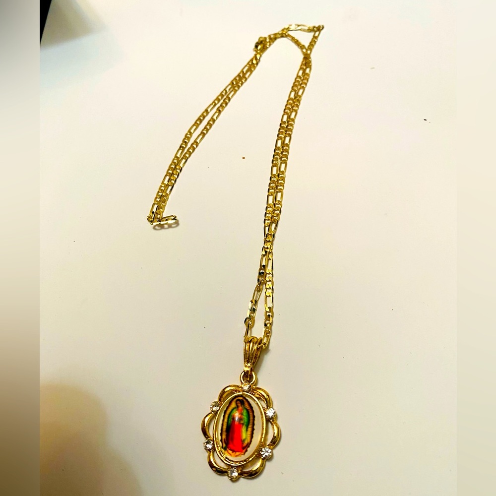 Virgen Mary necklace gold filled